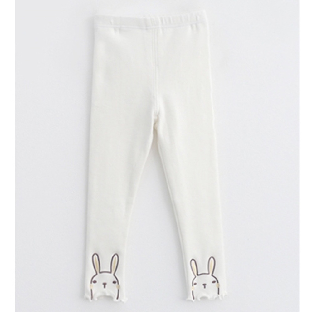 Toddler Girls White Stretchy Rabbit Leggings Pants